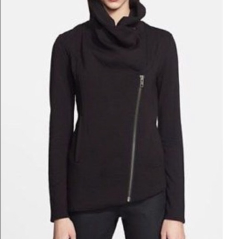 Helmet Lang black villous asymmetrical zip up - Picture 1 of 6